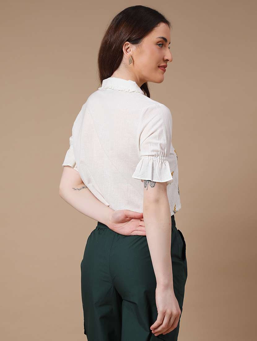 white cotton crop top - 22257586 -  Standard Image - 4