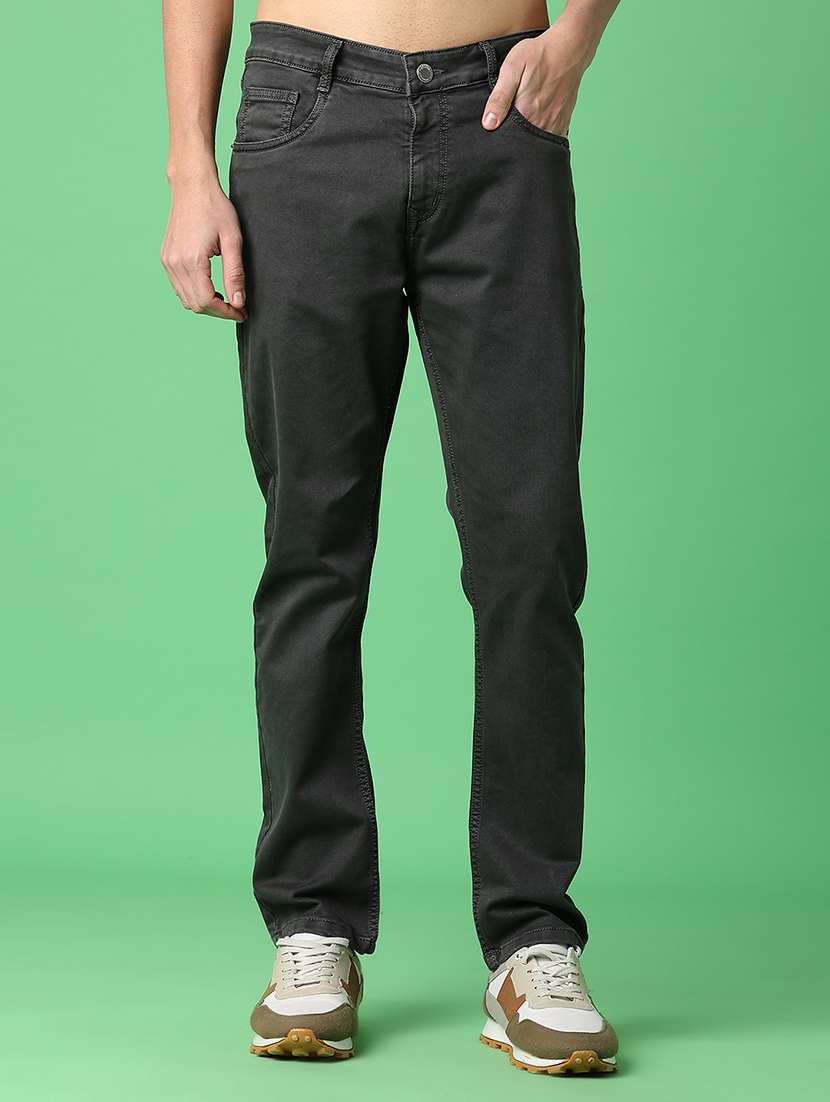 men plain mid rise full length relaxed fit jeans