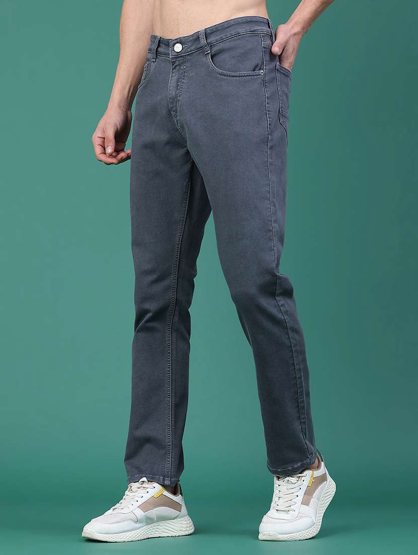 men plain mid rise full length slim fit jeans - 22257756 -  Standard Image - 1