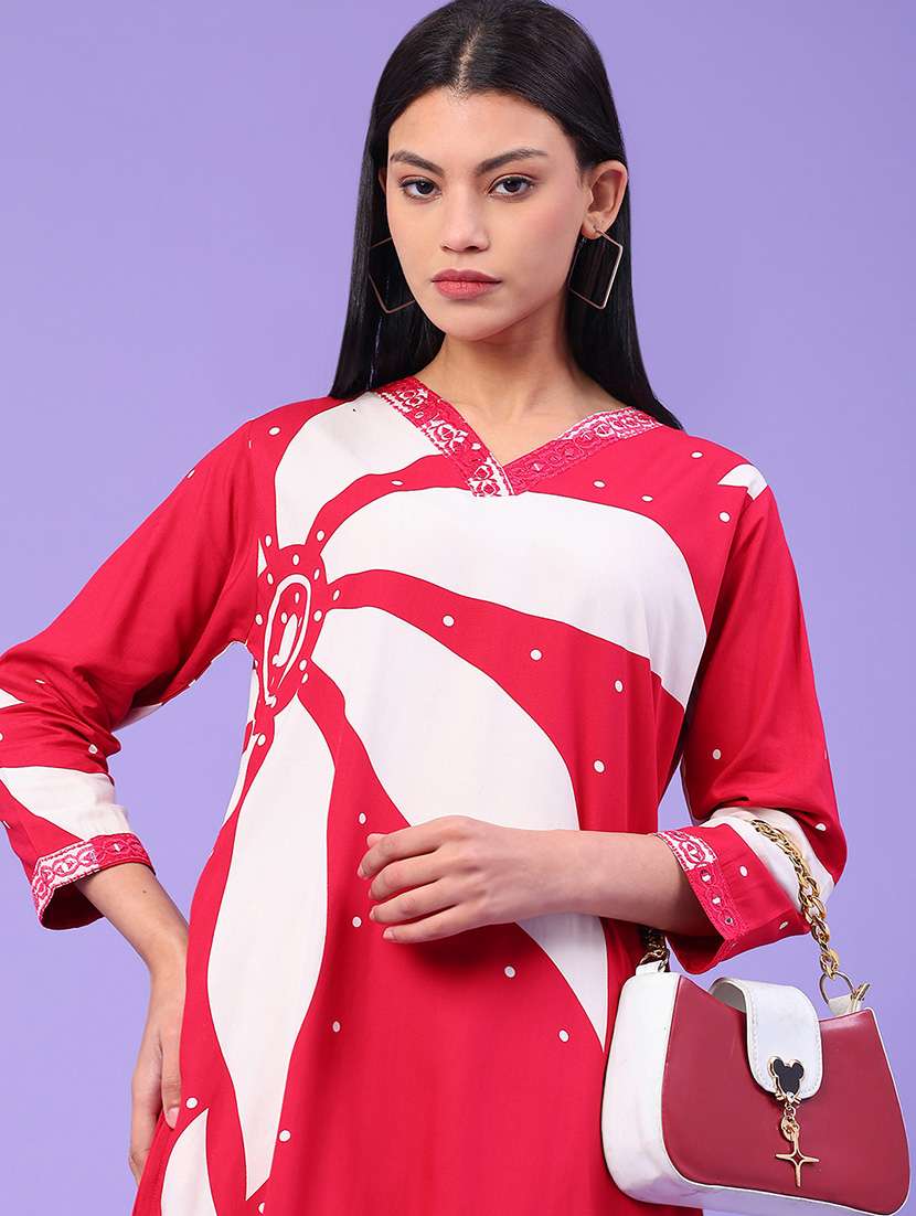 women printed three quarter sleeve kurta pant with dupatta set - 22257816 -  Standard Image - 1