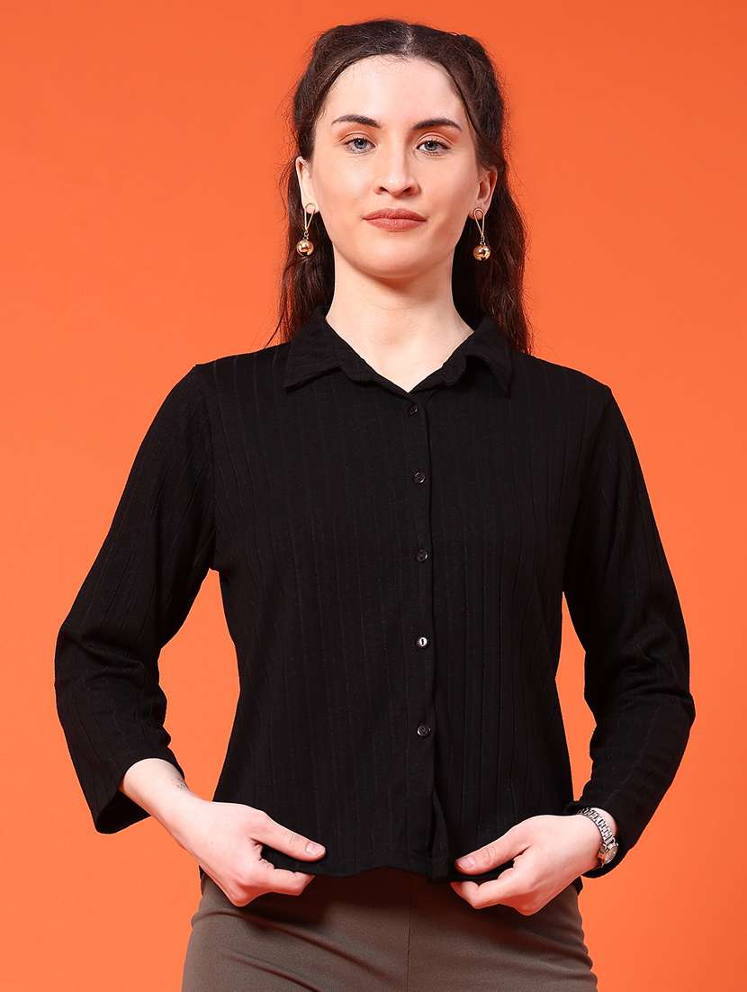 women black cotton regular shirt