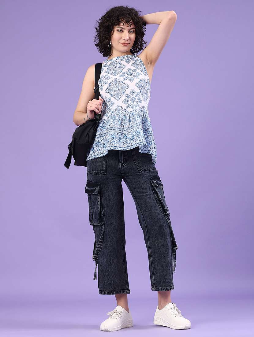 women blue cotton peplum top - 22257931 -  Standard Image - 4