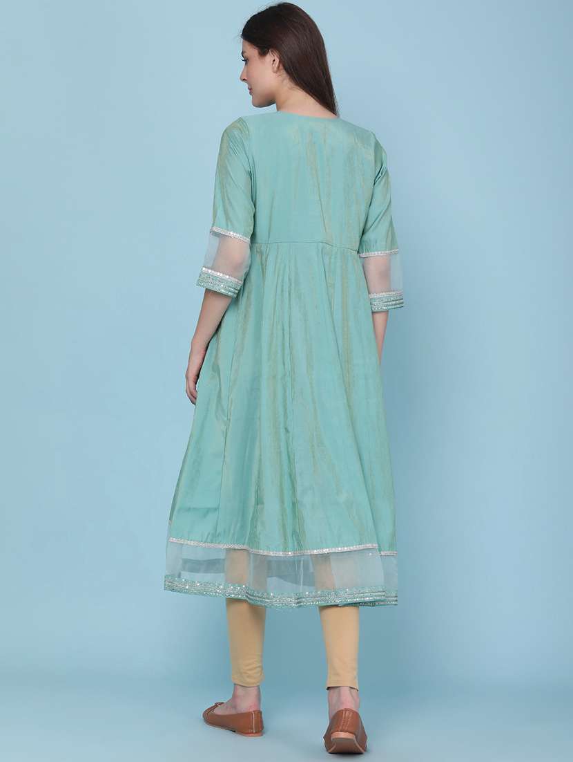 women embroidered three quarter sleeves anarkali kurta - 22257935 -  Standard Image - 4