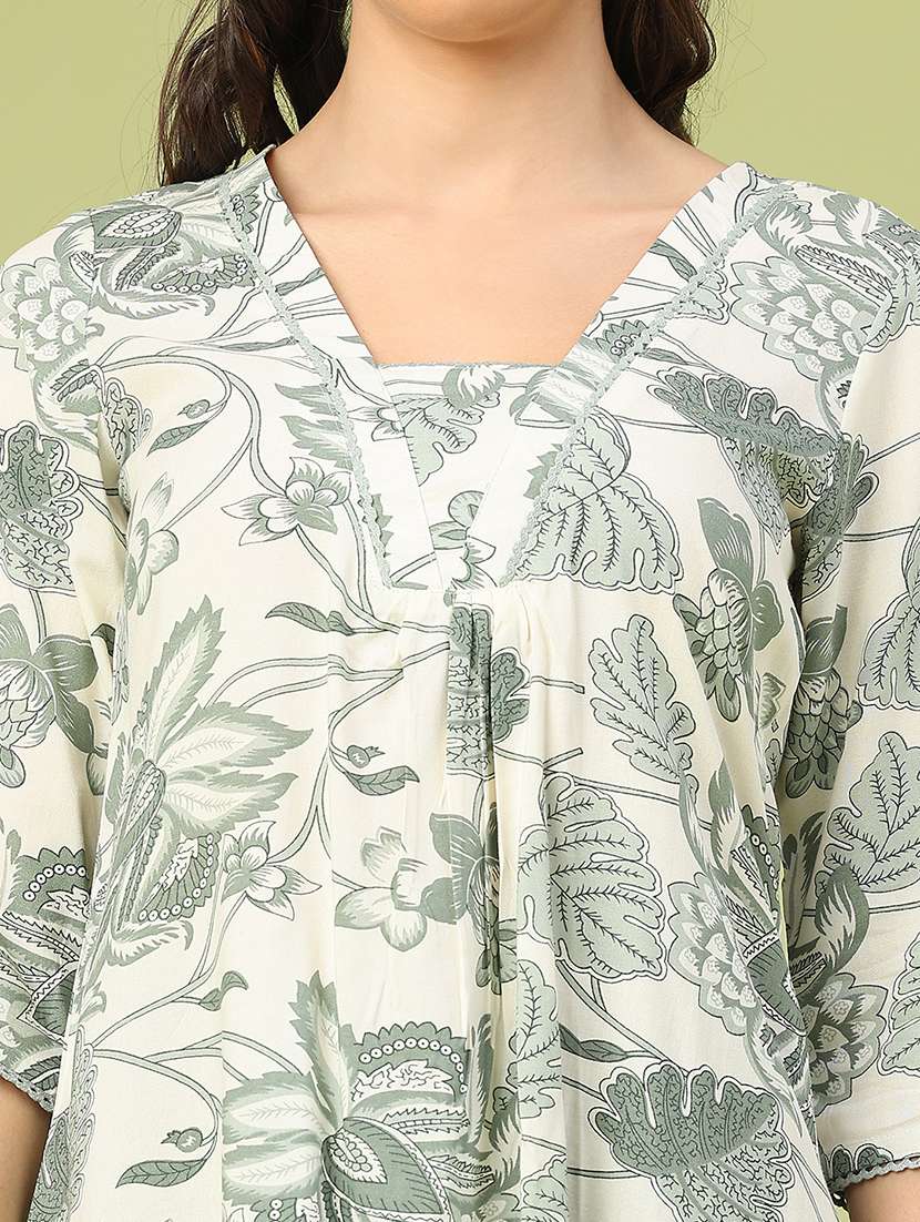 women printed three quarter sleeve a-line top - 22257995 -  Standard Image - 1