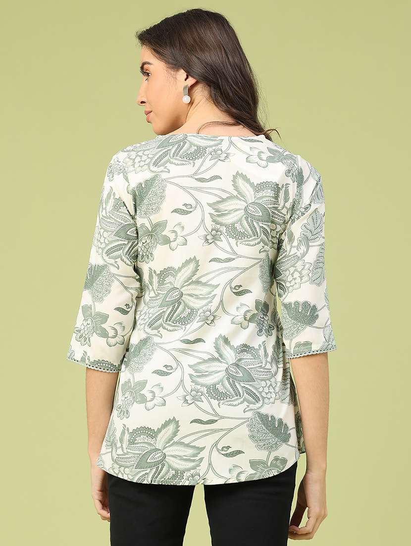 women printed three quarter sleeve a-line top - 22257995 -  Standard Image - 4