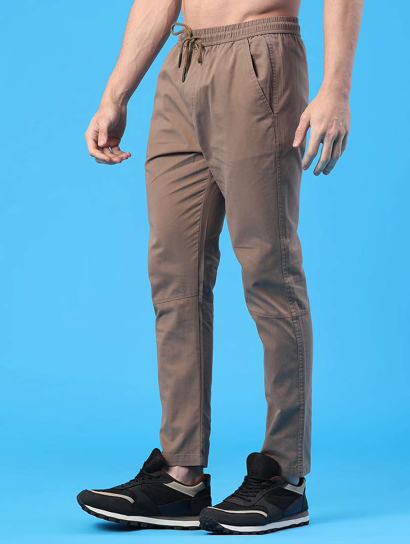 men solid mid rise full length track pant - 22258120 -  Standard Image - 1