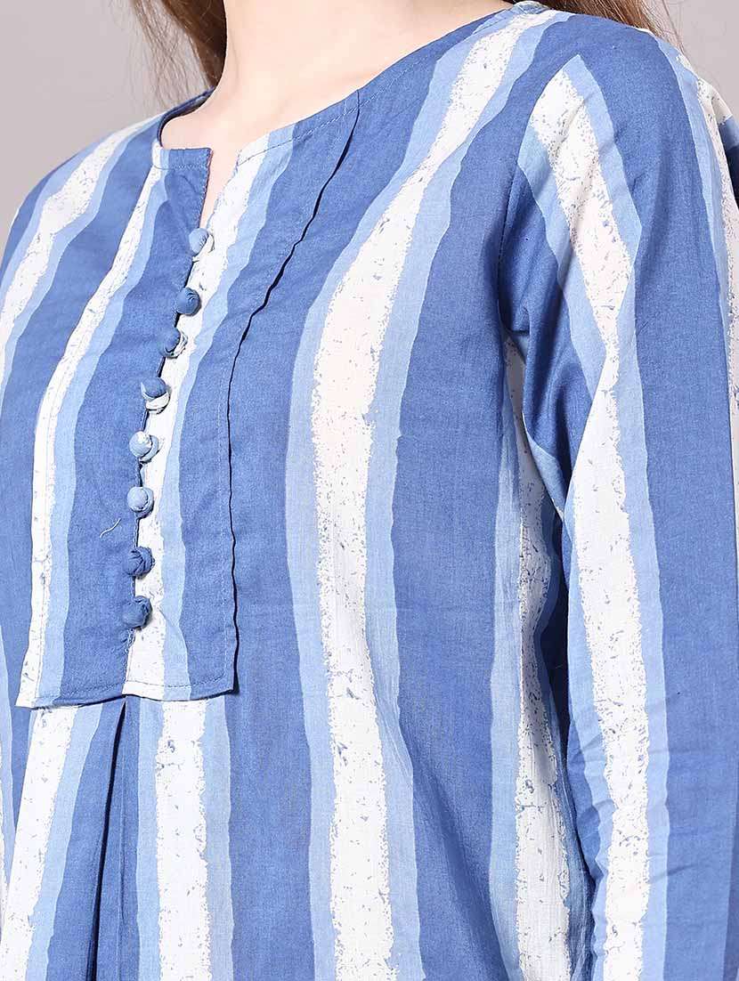 women blue cotton straight kurti - 22258123 -  Standard Image - 1