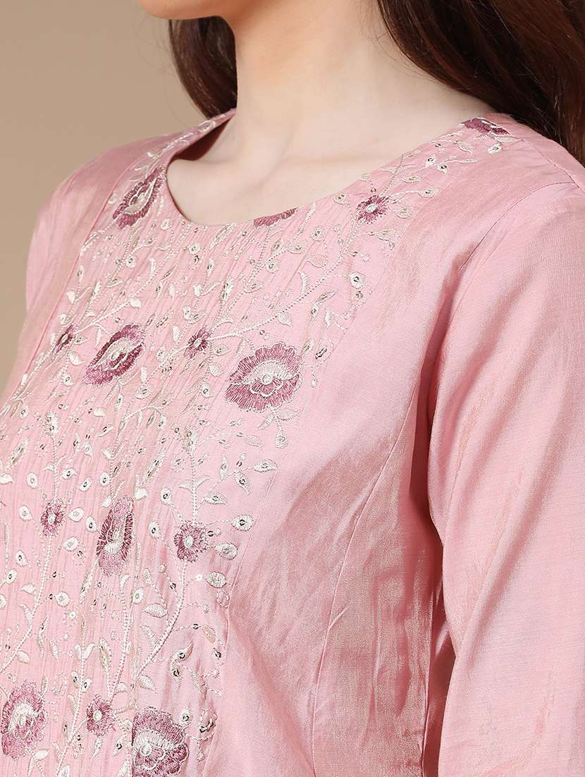 pink cotton aline kurta - 22258180 -  Standard Image - 1