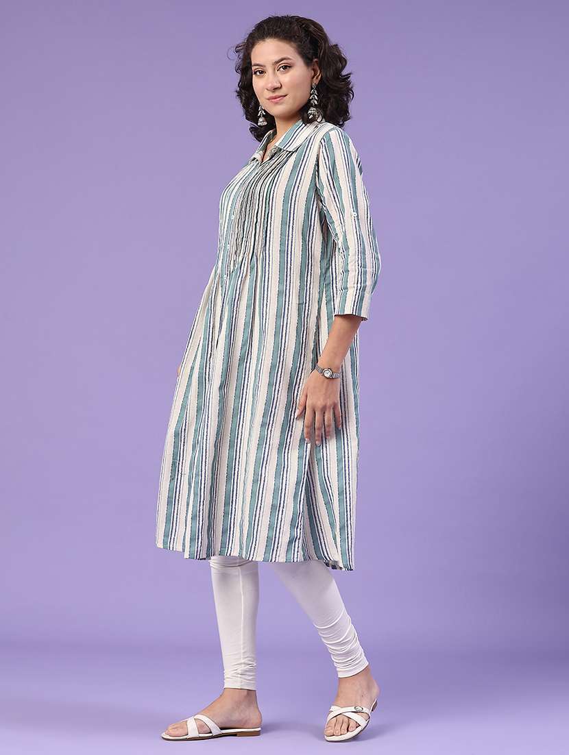 women printed collared shirt kurta - 22258229 -  Standard Image - 4