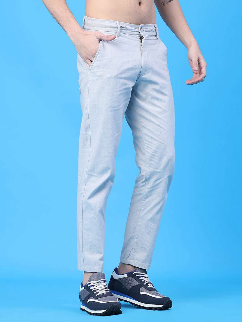 Men Solid Mid Rise Chinos Casual Trouser - 22258441 -  Standard Image - 1