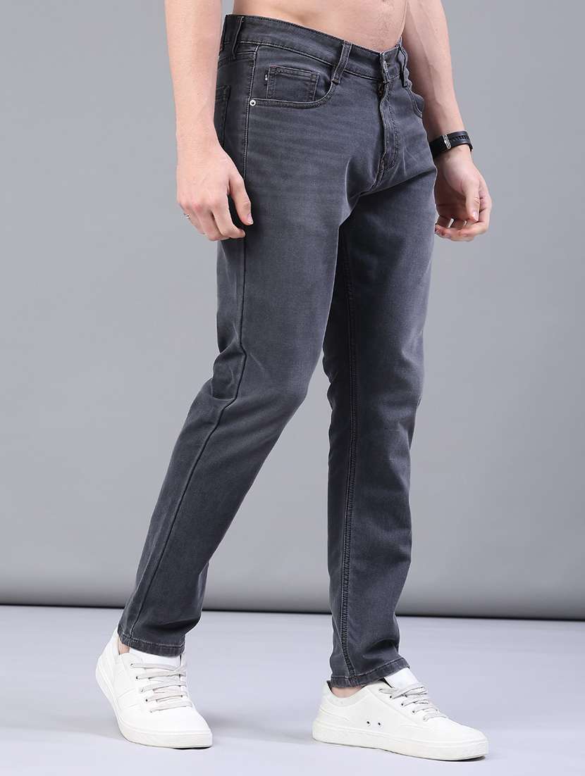 men plain mid rise full length jeans - 22258481 -  Standard Image - 1
