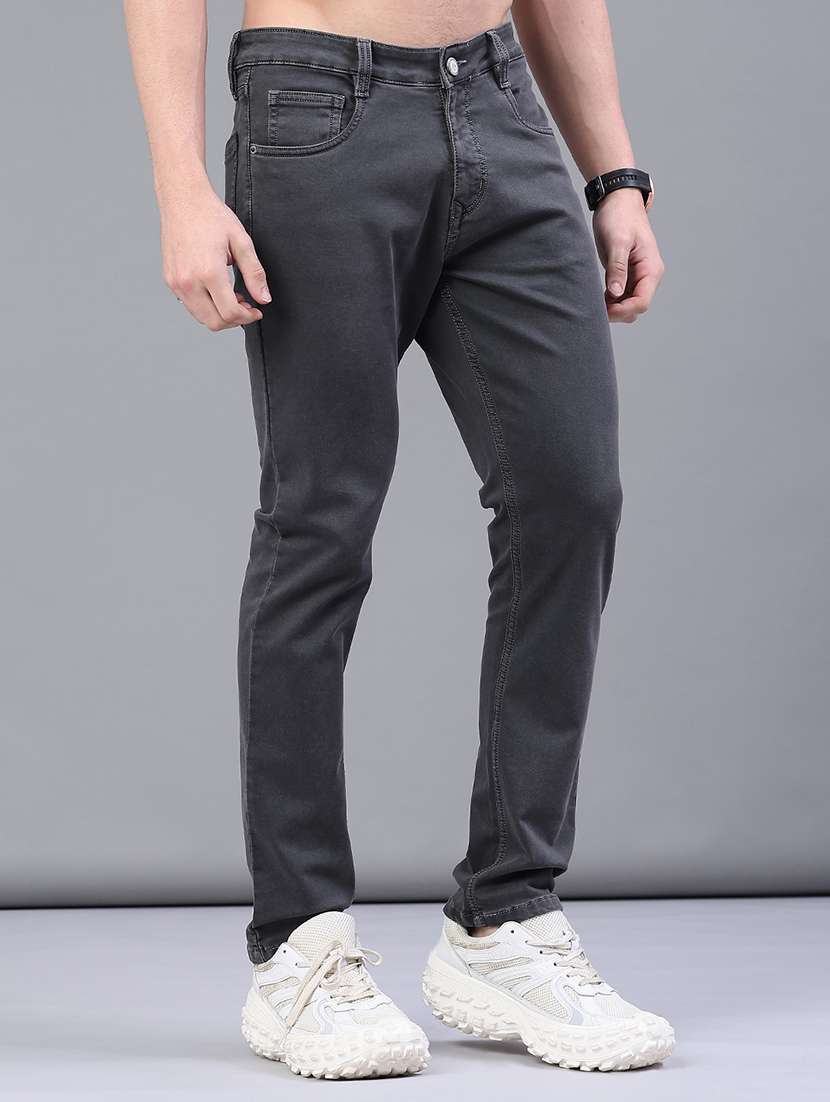 men plain mid rise full length jeans - 22258484 -  Standard Image - 1