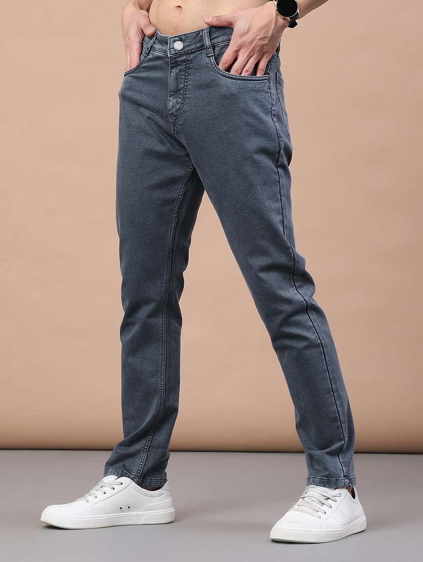 men plain mid rise full length jeans - 22258485 -  Standard Image - 1