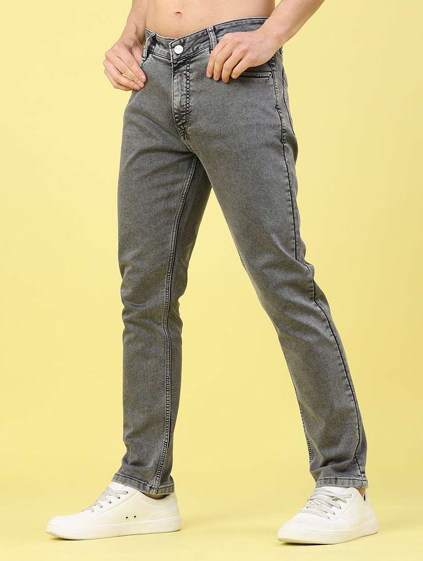 Men Plain Mid Rise Full Length Jeans - 22258490 -  Standard Image - 1