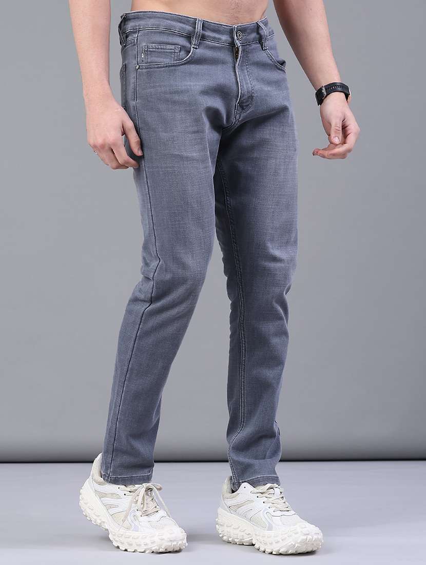 men plain mid rise full length jeans - 22258492 -  Standard Image - 1