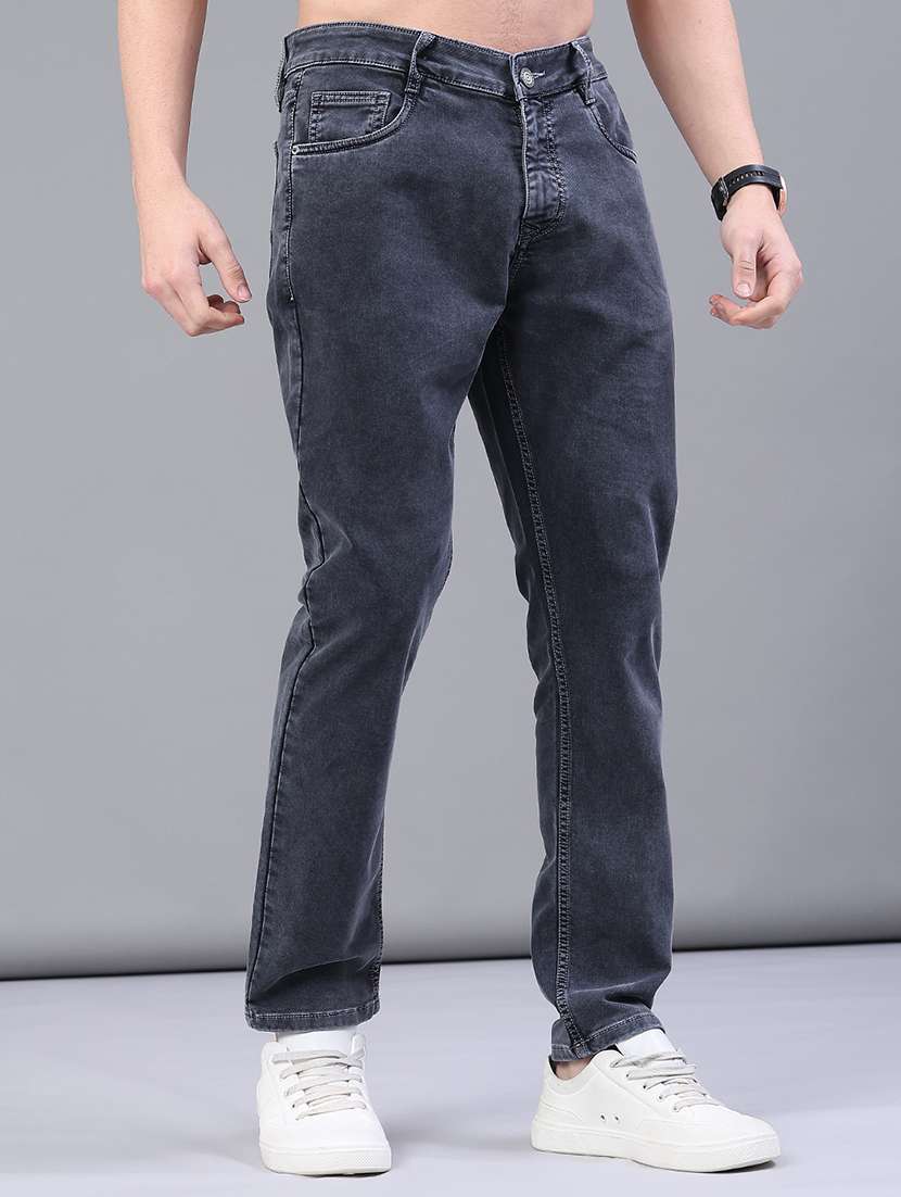 men plain mid rise full length jeans - 22258494 -  Standard Image - 1