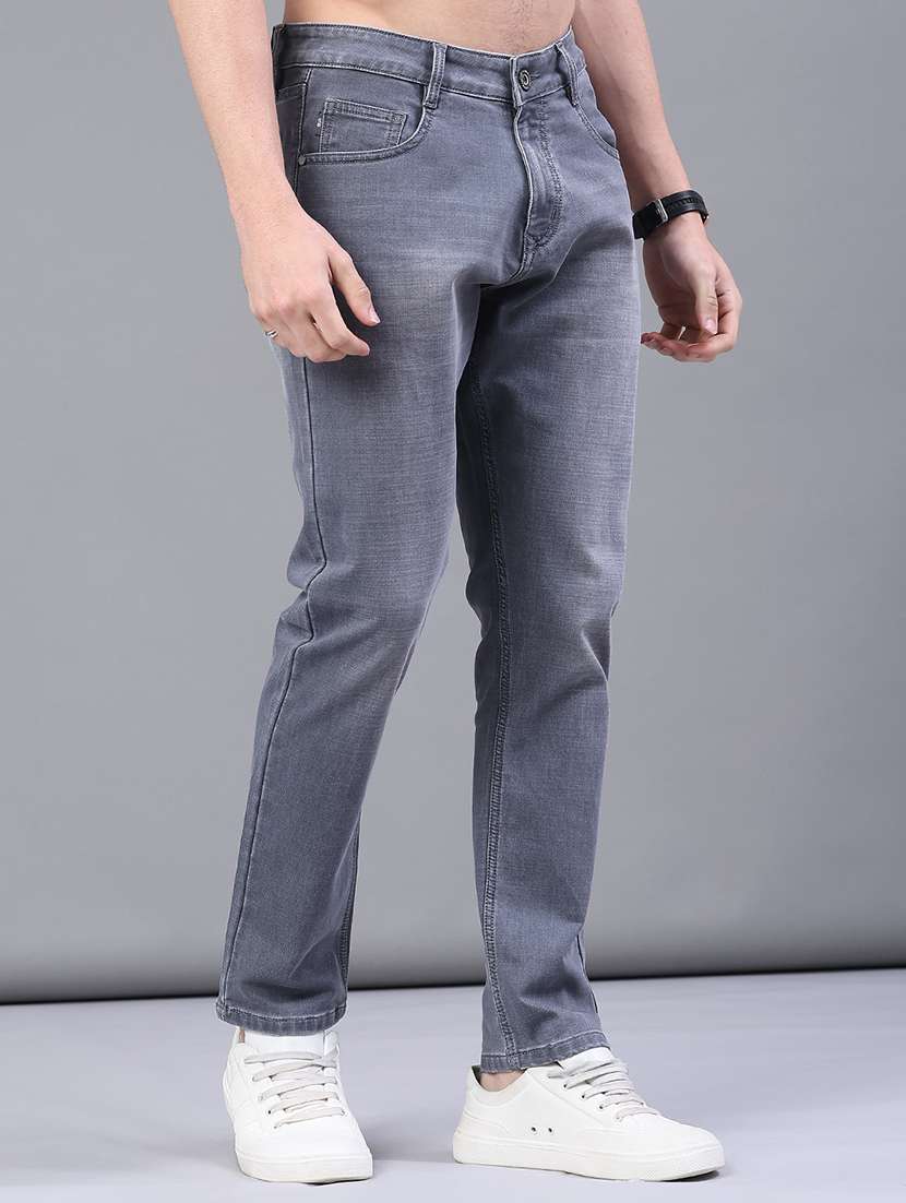 men plain mid rise full length jeans - 22258497 -  Standard Image - 1