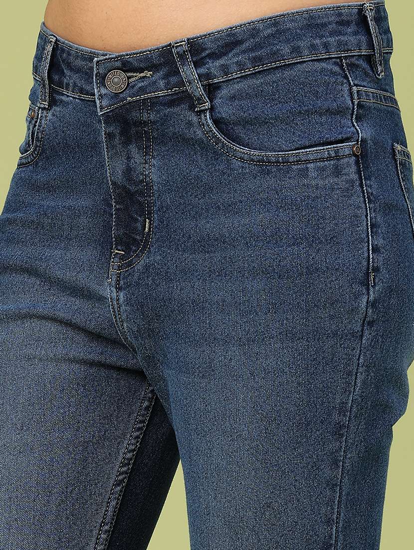 women solid mid rise bootcut jeans - 22258554 -  Standard Image - 1