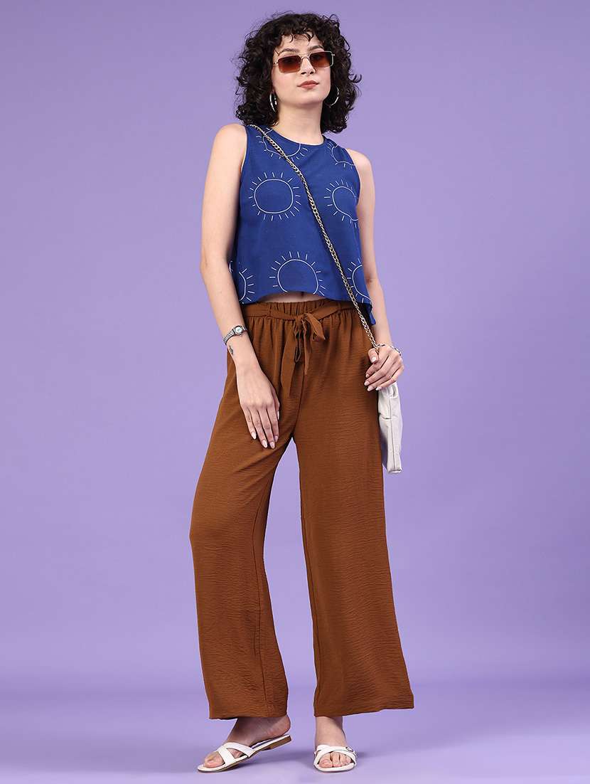 women blue cotton crop top - 22258602 -  Standard Image - 4