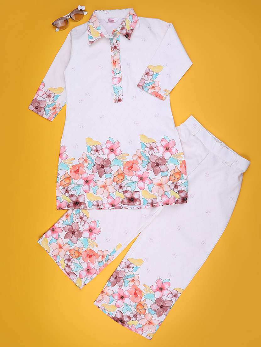 Girls Floral Print Three Quarter Sleeve Co-ord Set - 22258609 -  Standard Image - 1