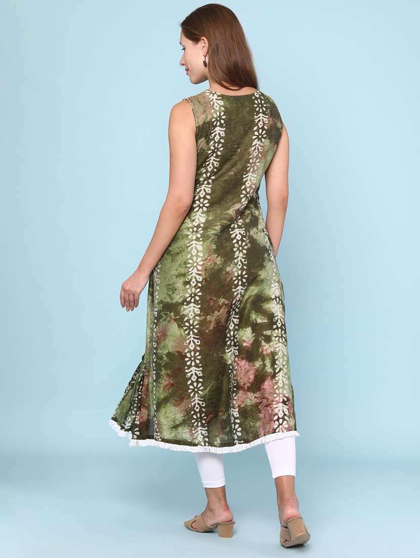 women printed sleeveless layered kurta - 22258654 -  Standard Image - 4