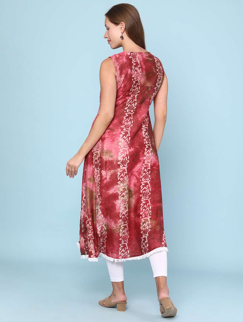 women printed sleeveless layered kurta - 22258656 -  Standard Image - 4