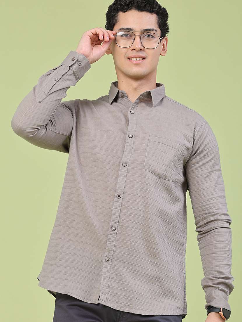 men self design long sleeve regular fit casual shirt