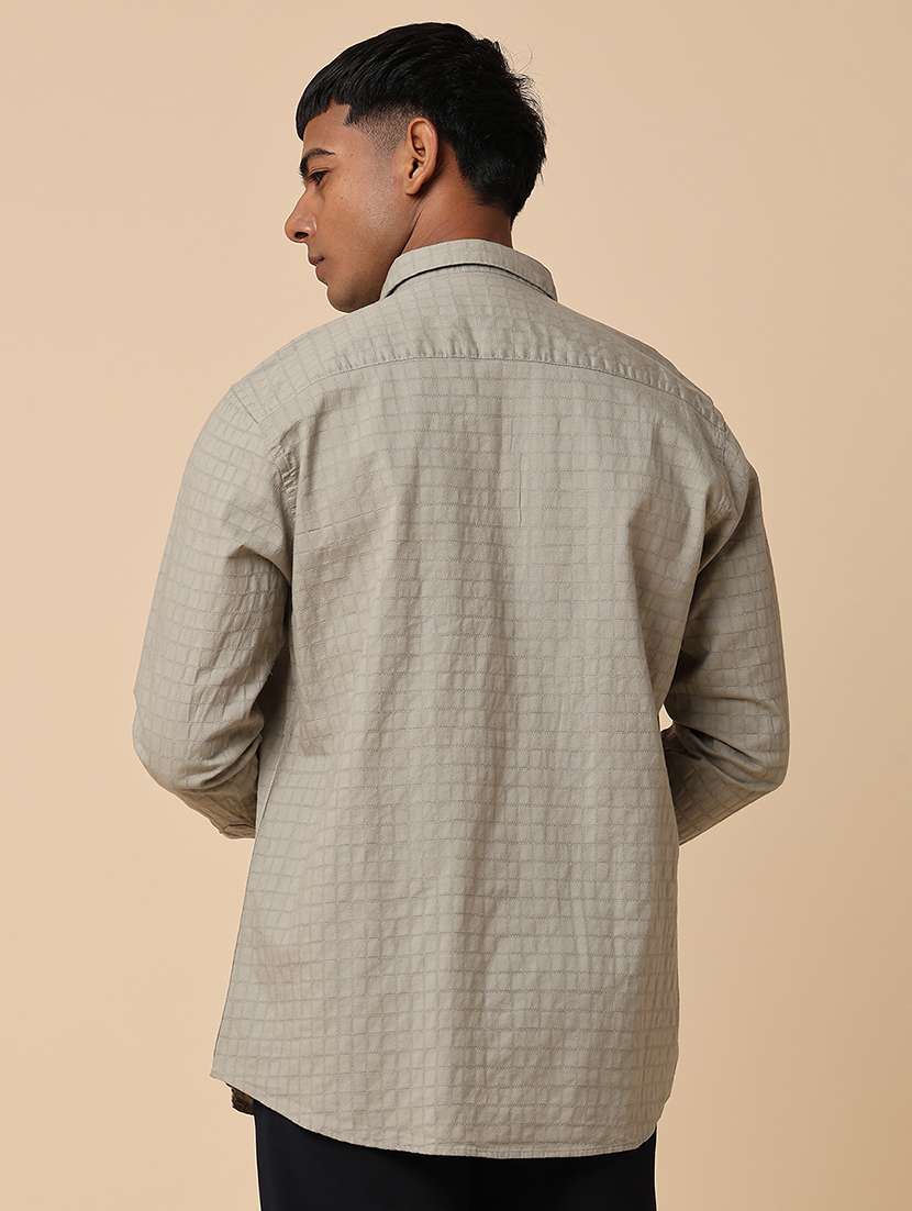 men textured long sleeve regular fit casual shirt - 22258685 -  Standard Image - 4