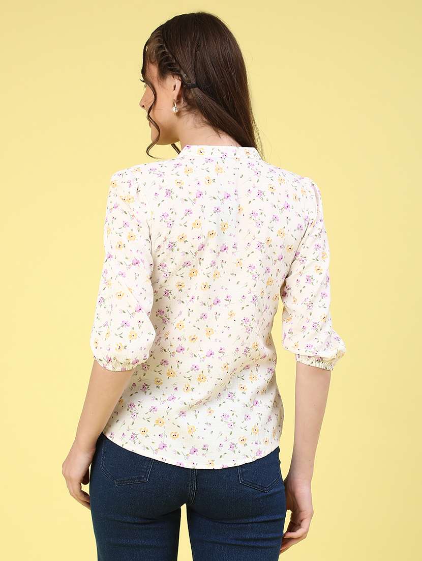 Off White Polyester Regular Top - 22258744 -  Standard Image - 4