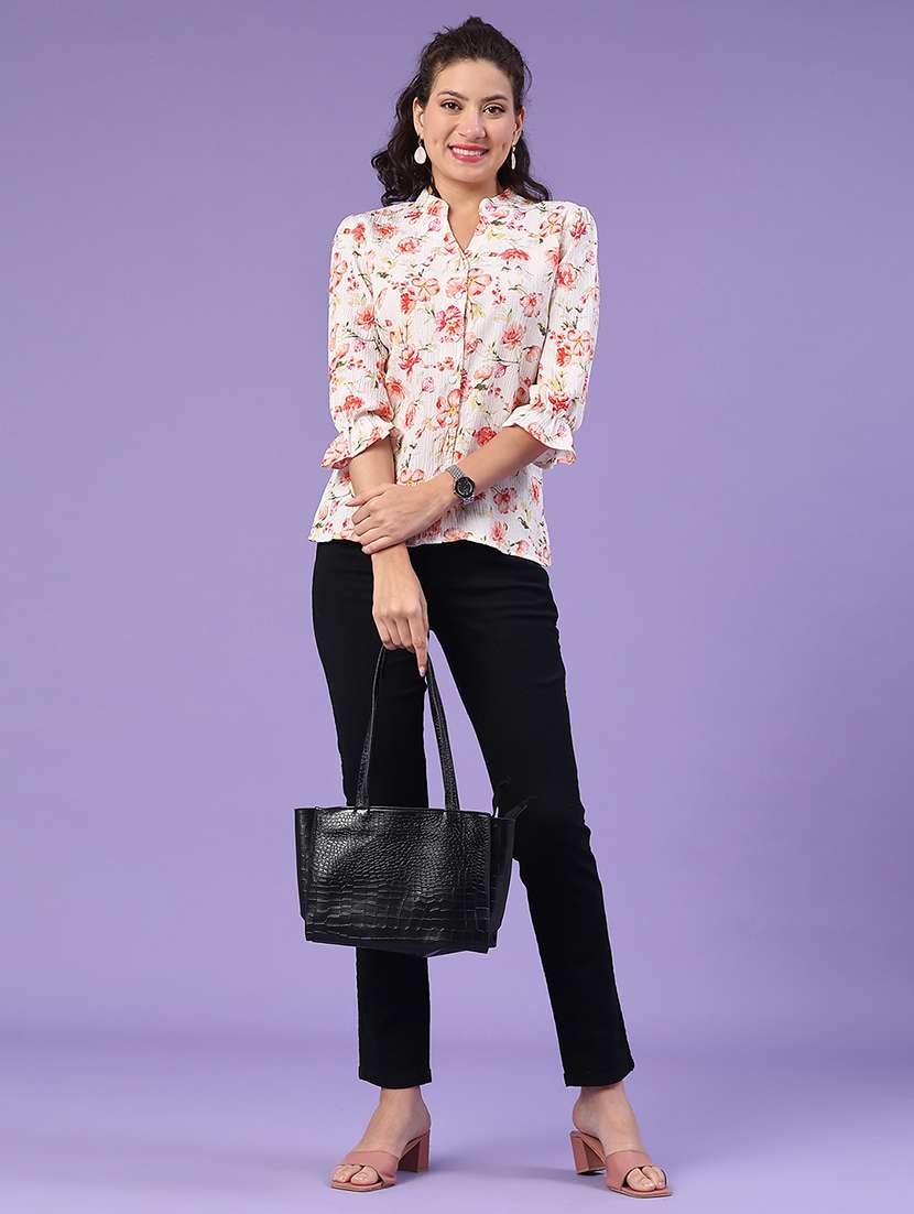 Women White Polyester Regular Top - 22258745 -  Standard Image - 4