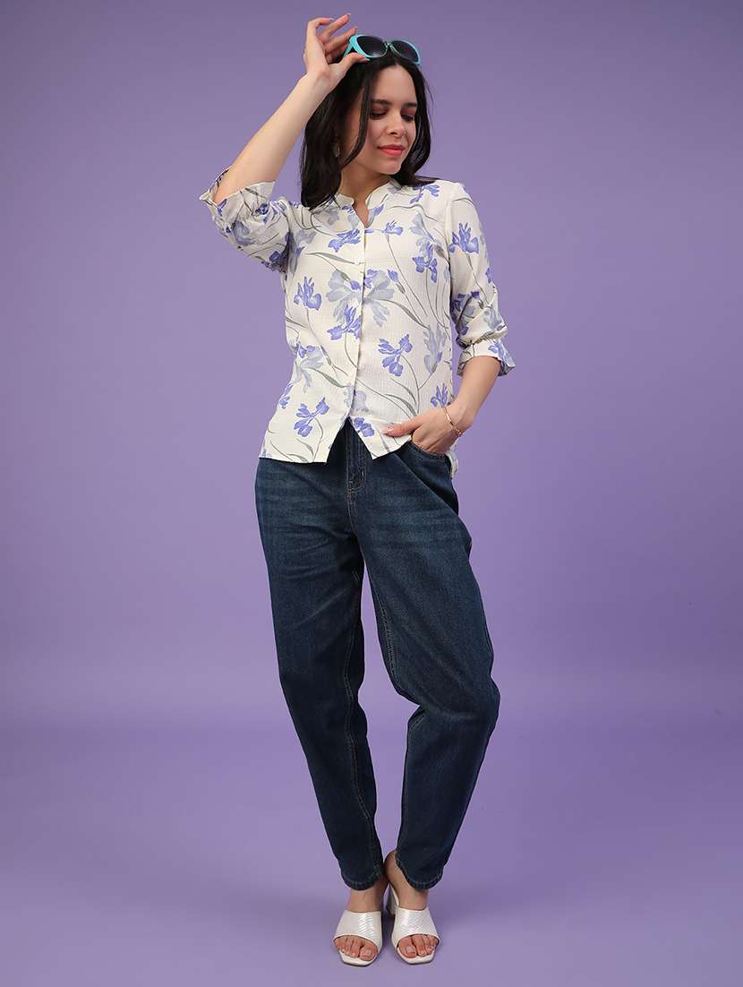 women cream polyester regular top - 22258746 -  Standard Image - 4