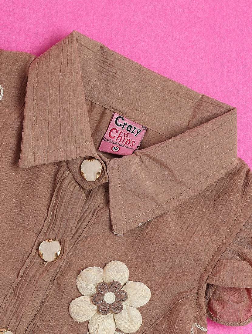 girls solid with work cap sleeve shorts & top set - 22258756 -  Standard Image - 4