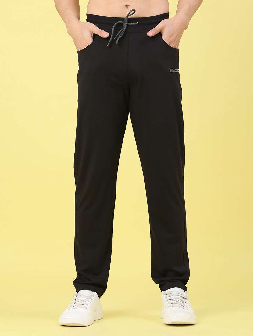 men solid mid rise full length track pant
