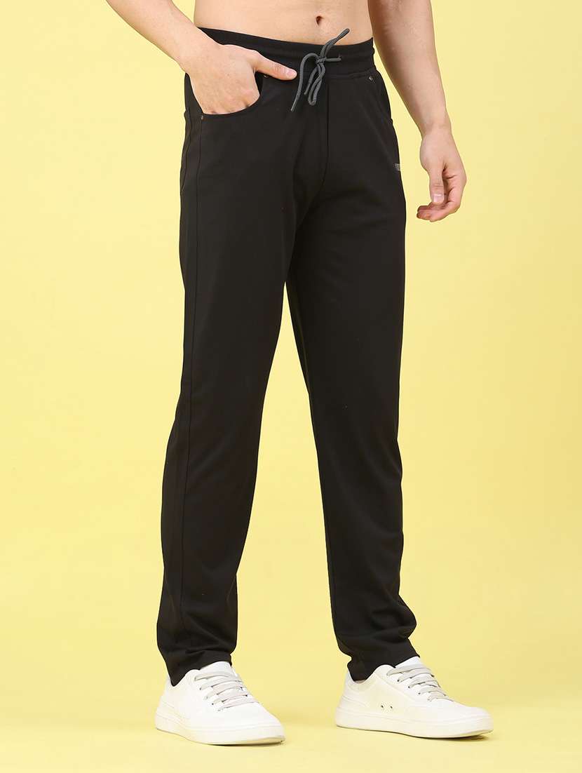 men solid mid rise full length track pant - 22259202 -  Standard Image - 1