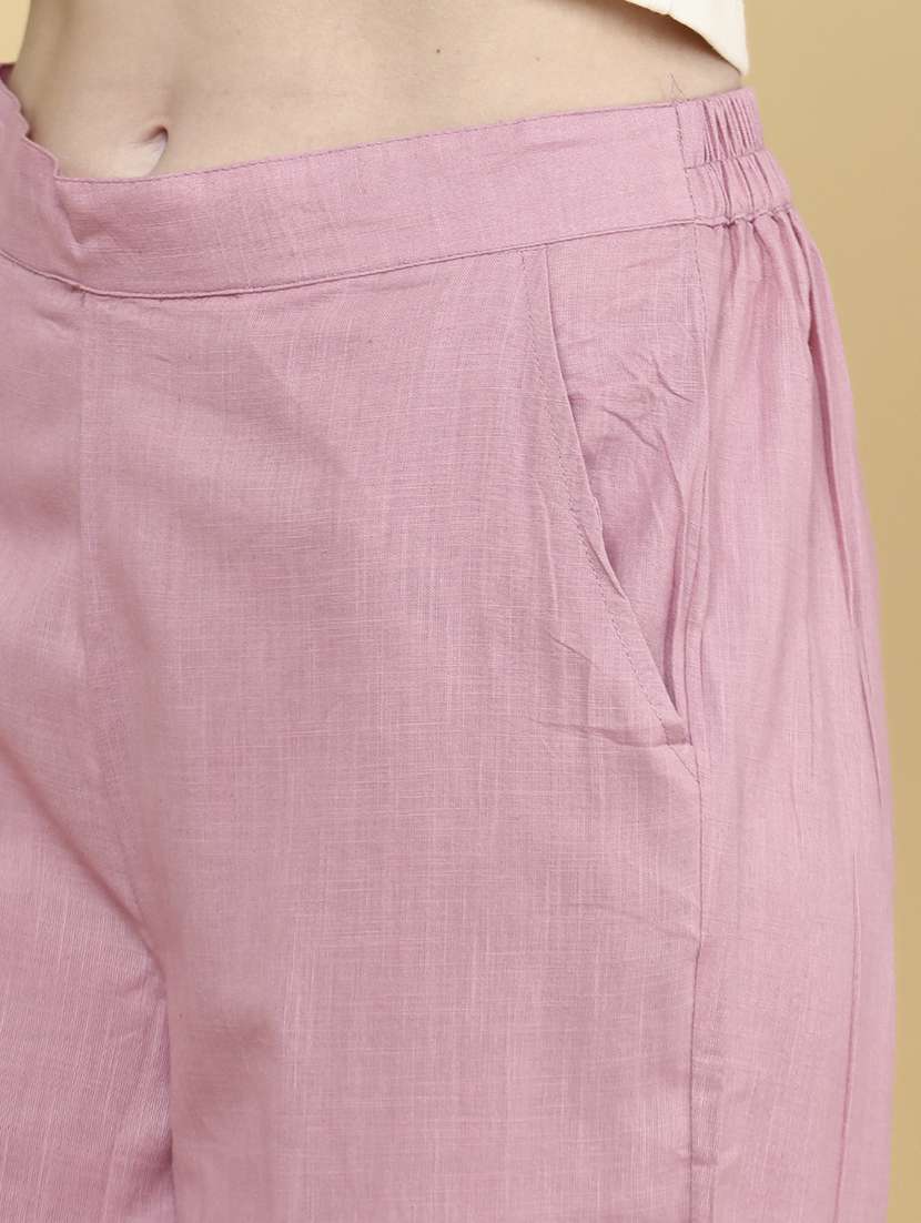 women pink cotton flared palazzo - 22259236 -  Standard Image - 1