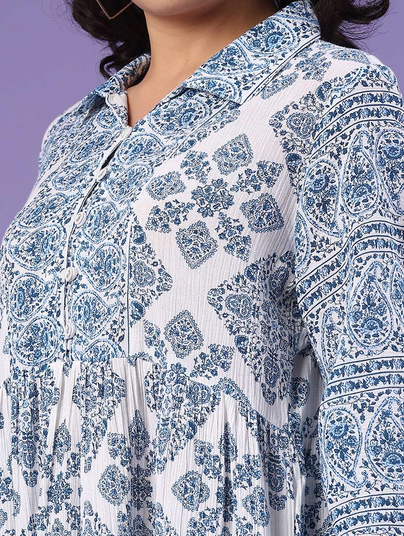 women printed puff sleeves tiered dress - 22259248 -  Standard Image - 1