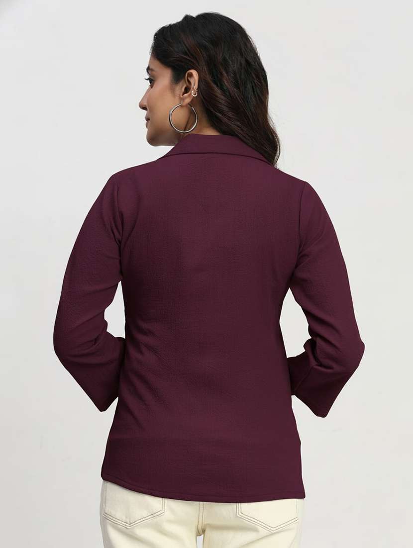 women solid three quarter sleeve regular top - 22259255 -  Standard Image - 1