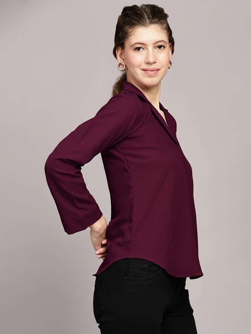 women solid three quarter sleeve top - 22259257 -  Standard Image - 1