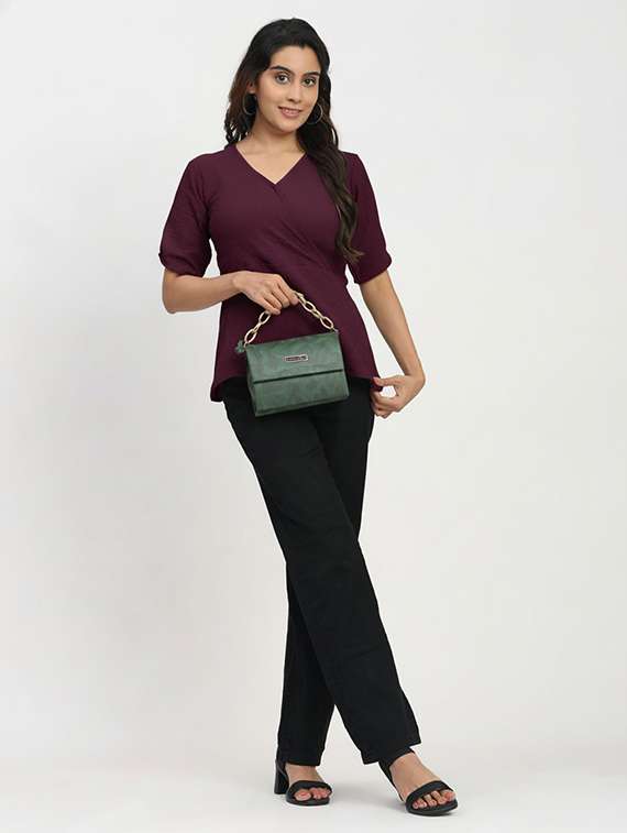 women solid puff sleeve regular top - 22259261 -  Standard Image - 4