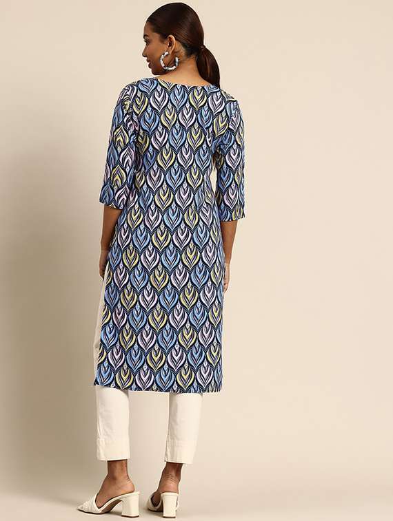 women pack of 2 printed three quarter sleeve straight kurta - 22259474 -  Standard Image - 4