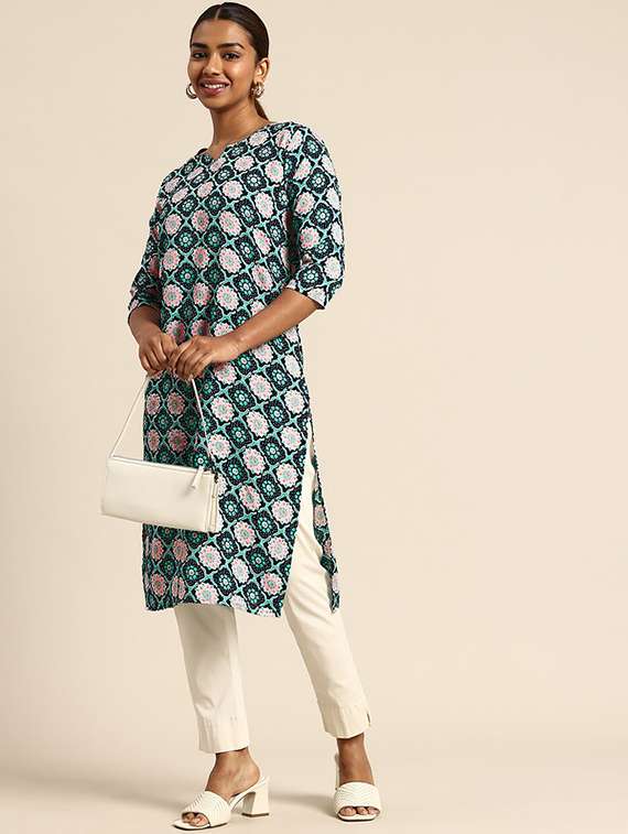 women pack of 2 printed three quarter sleeve straight kurta - 22259507 -  Standard Image - 1
