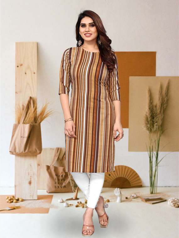 women pack of 4 printed three quarter sleeve straight kurta - 22260008 -  Standard Image - 4