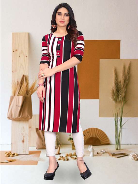 women pack of 4 printed three quarter sleeve straight kurta - 22260021 -  Standard Image - 1