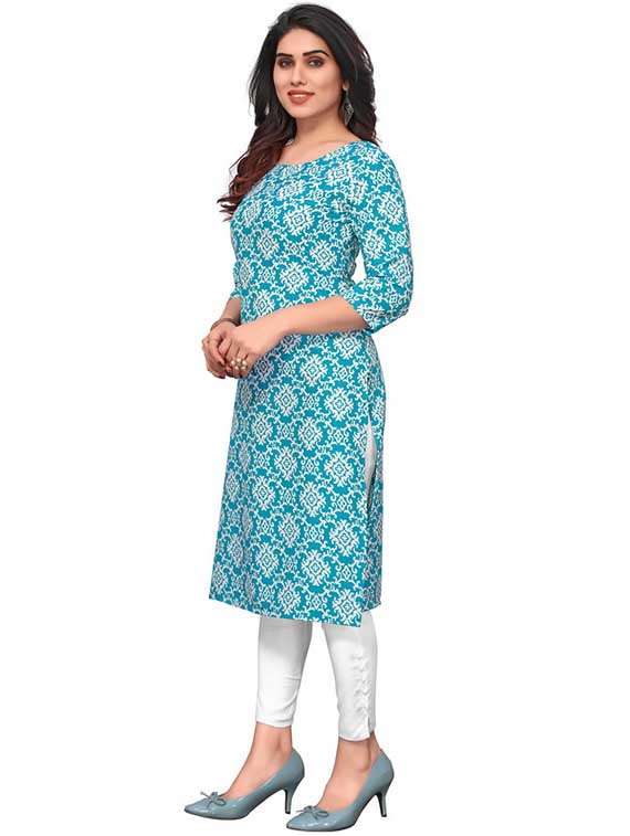 women pack of 2 printed three quarter sleeve straight kurta - 22260022 -  Standard Image - 1