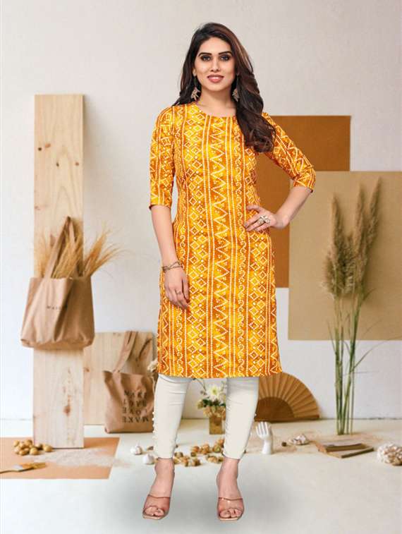 women pack of 4 printed three quarter sleeve straight kurta - 22260047 -  Standard Image - 1