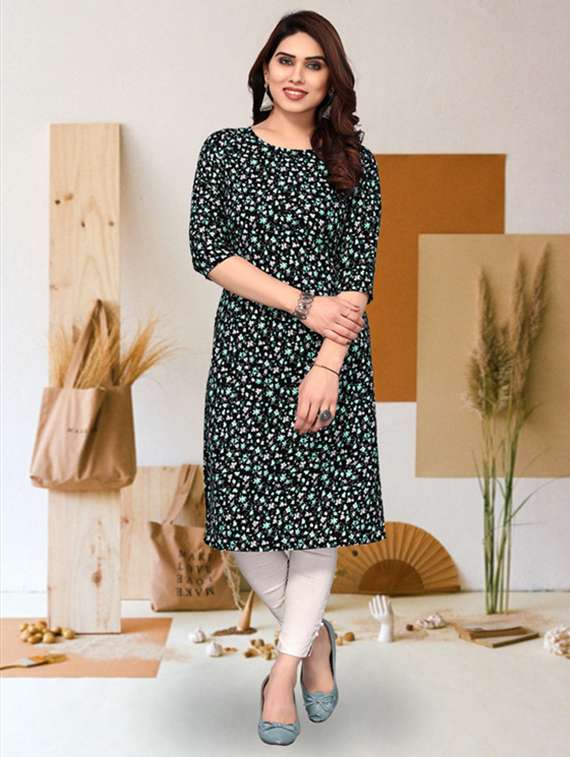 women pack of 4 printed three quarter sleeve straight kurta - 22260056 -  Standard Image - 4