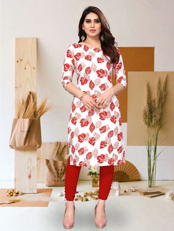 women pack of 4 printed three quarter sleeve straight kurta - 22260061 -  Standard Image - 1