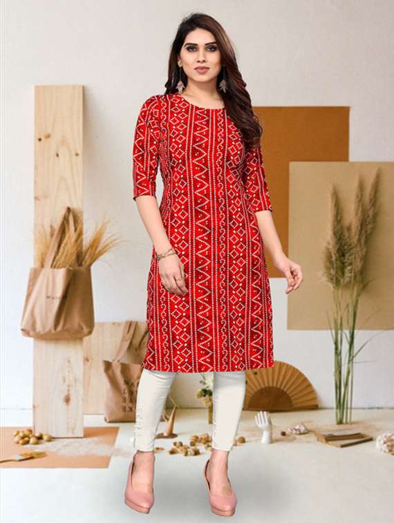 women pack of 4 printed three quarter sleeve straight kurta - 22260092 -  Standard Image - 1