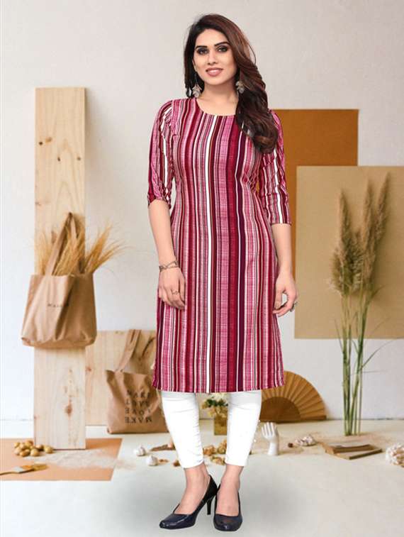 women pack of 4 printed three quarter sleeve straight kurta - 22260092 -  Standard Image - 4