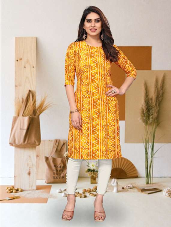 women pack of 4 printed three quarter sleeve straight kurta - 22260093 -  Standard Image - 1